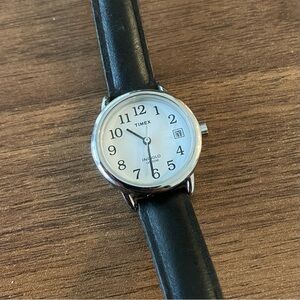 Timex Easy Reader Womens Watch 25mm Black Dial Indiglo Leather Strap 2026-1d1
